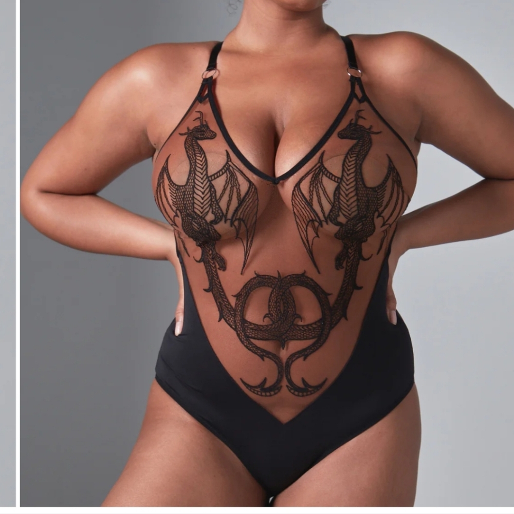 Thistle and Spire Dracona Black and Tan Mesh Bodysuit (Never Opened)